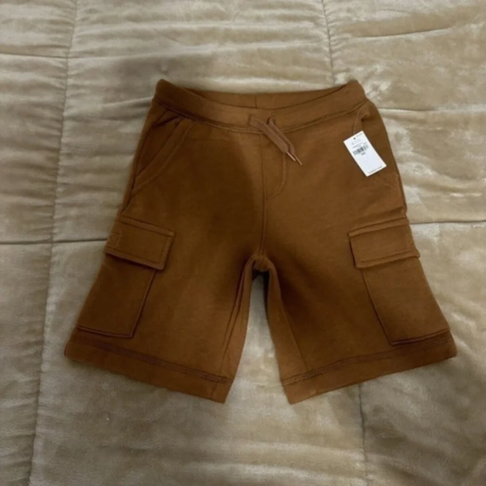 Old Navy NWT Medium (8) Solid Brown Fleece Cargo Jogger Shorts w/Drawstrings
